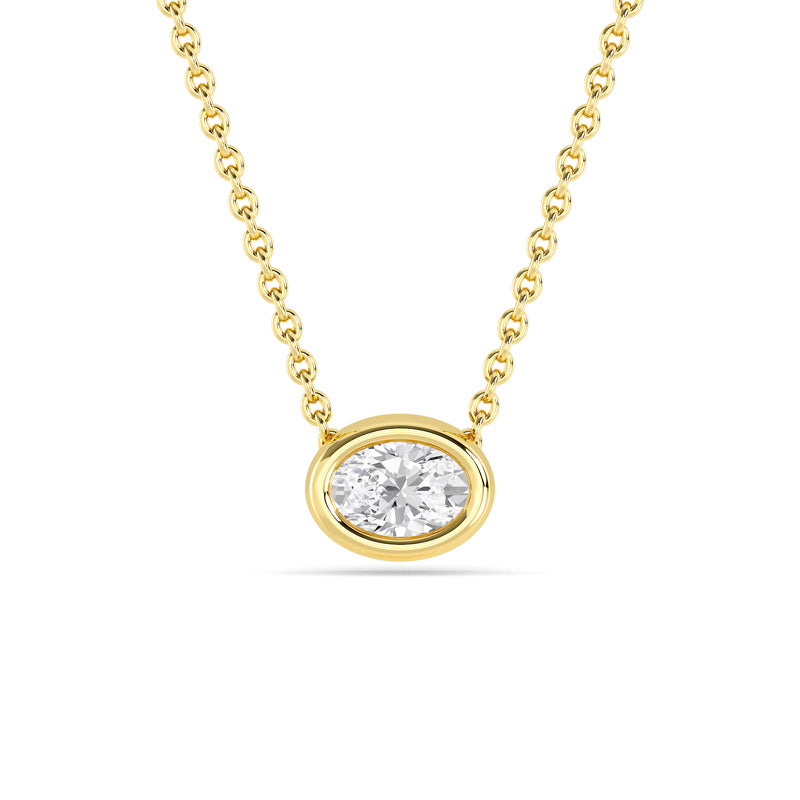 Petite Bezel Pendant — 14K Yellow Gold / Oval / 1/4ctw