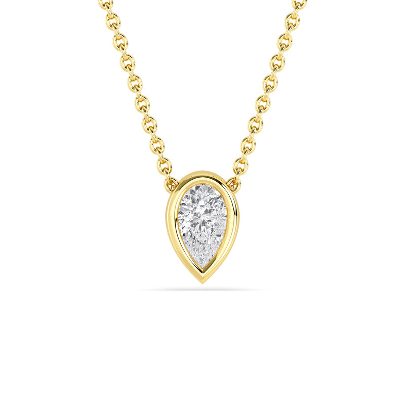 Petite Bezel Pendant — 14K Yellow Gold / Pear / 1/4ctw