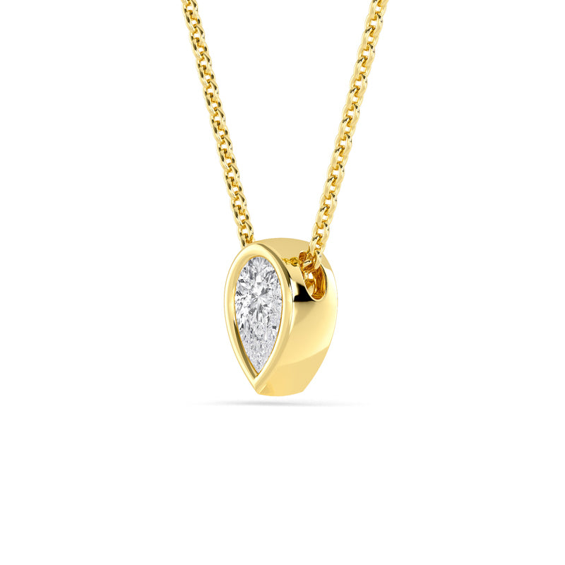 Petite Bezel Pendant — 14K Yellow Gold / Pear / 1/4ctw