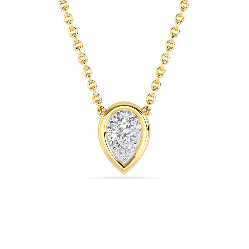 Petite Bezel Pendant — 14K Yellow Gold / Pear / 1/2ctw