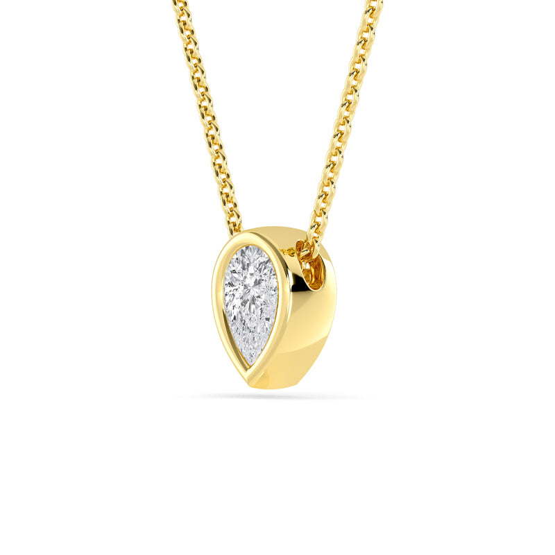 Petite Bezel Pendant — 14K Yellow Gold / Pear / 1/2ctw