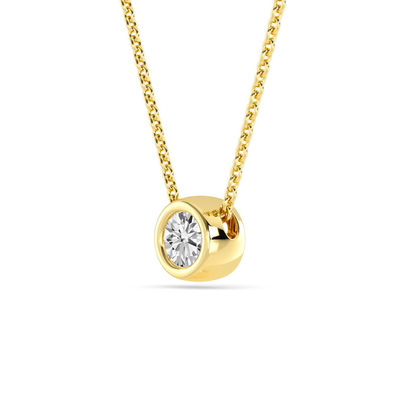 Petite Bezel Pendant — 14K Yellow Gold / Round / 1/4ctw
