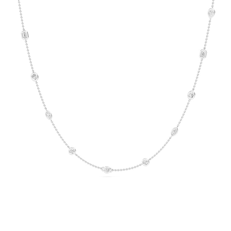 White Gold Mixed Diamond Station Necklace (2ctw)