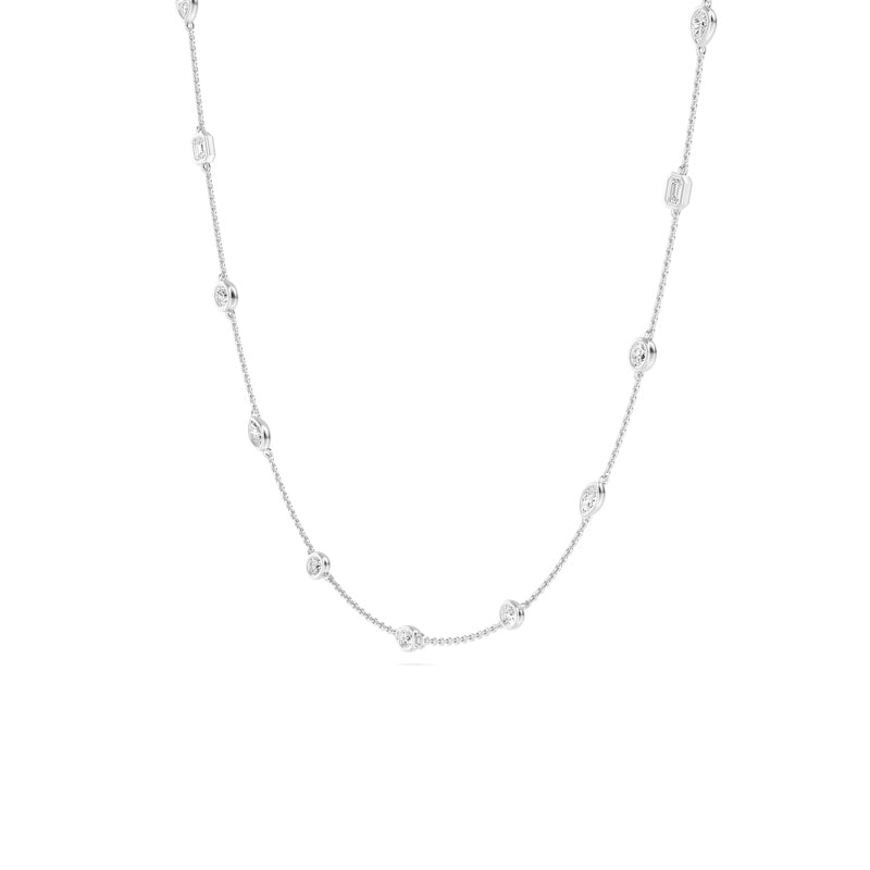 White Gold Mixed Diamond Station Necklace (2ctw)