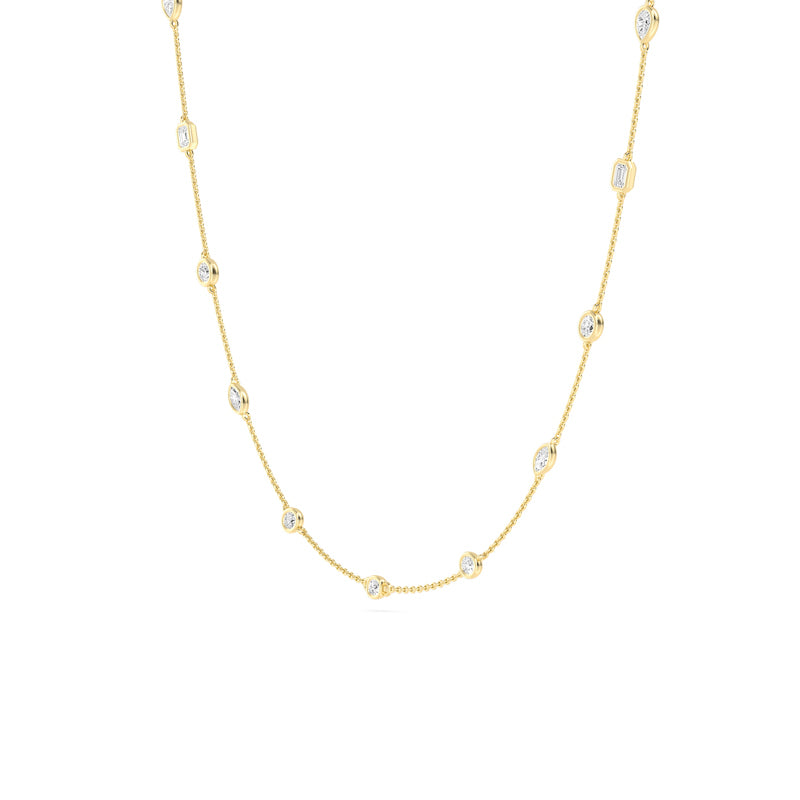 Yellow Gold Mixed Diamond Station Necklace (2ctw)