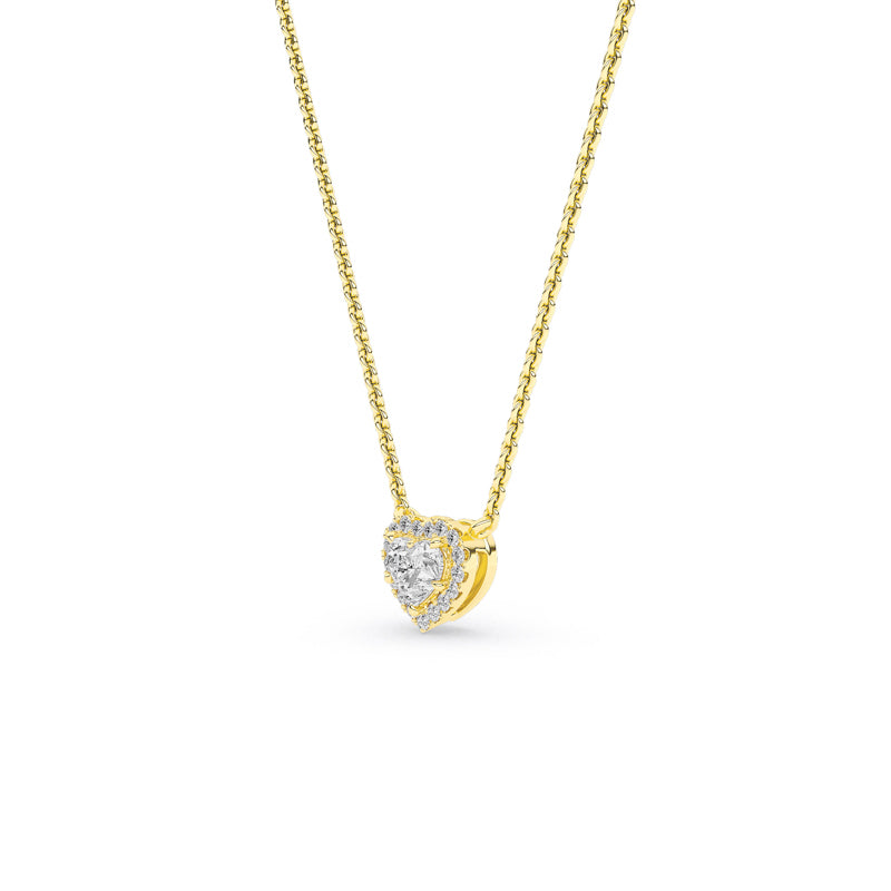 14K Yellow Gold 1/2ctw Lab Grown Diamond Halo Heart Pendant