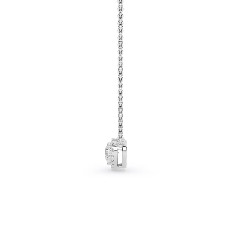 14K White Gold 1/4ctw Lab Grown Diamond Halo Heart Pendant