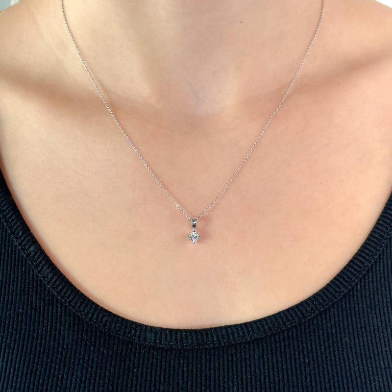 14K Yellow Gold 1/4ct Kite Set Princess Cut Lab Grown Diamond Pendant