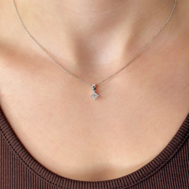 14K Yellow Gold 1/3ct Kite Set Princess Cut Lab Grown Diamond Pendant