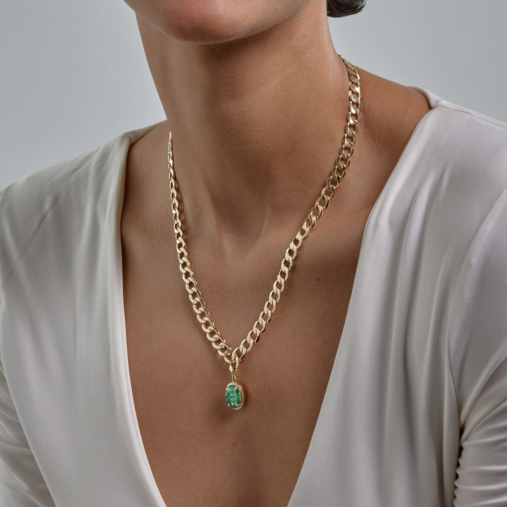 Ovale edelsteen Solitaire ketting | GBS014 | 477e7c665cb1