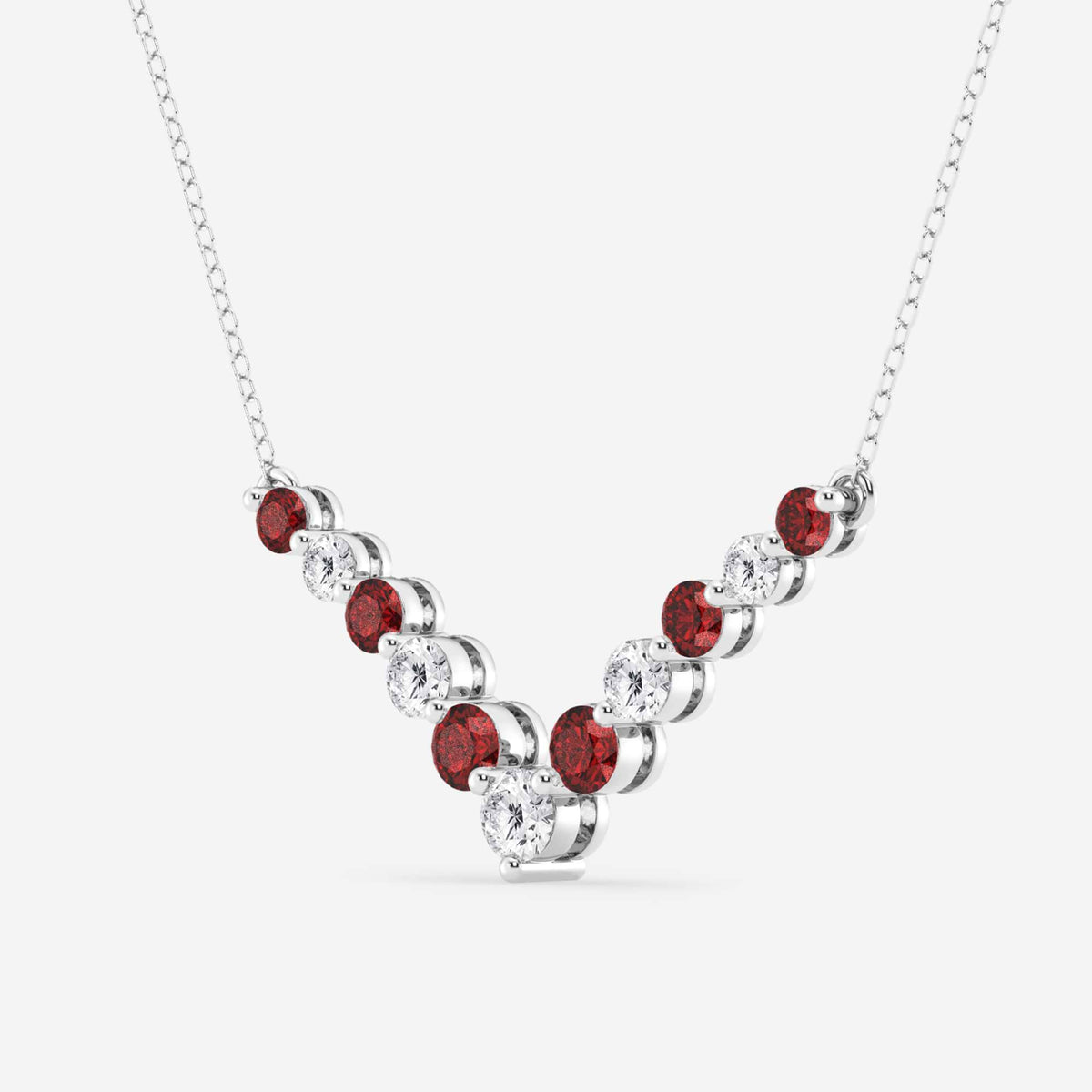 Rund diamant och ädelsten Chevron halsband | GBS049 | f22c0e6bbda9