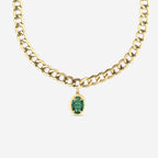 Ovale edelsteen Solitaire ketting | GBS014 | 509615d0f4c4