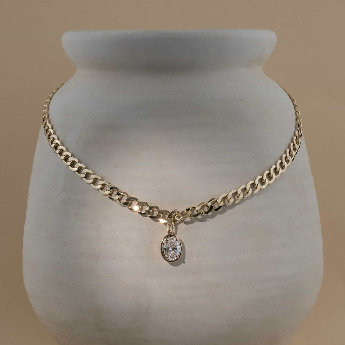 Ovalt diamantsolitairhalsband | GBS013 | 3937aeb5d08f