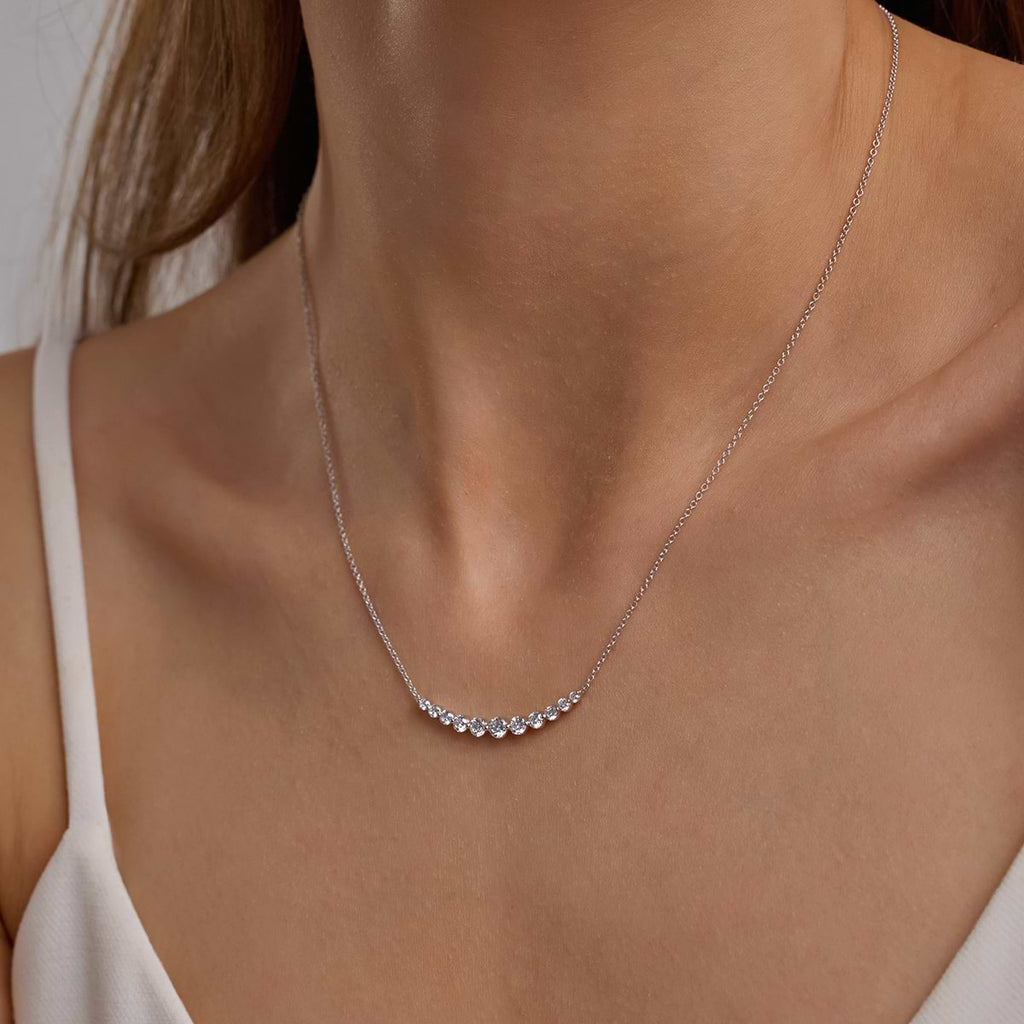 Ronde diamant gebogen middenketting | GBS006 | 1b6d90a58586