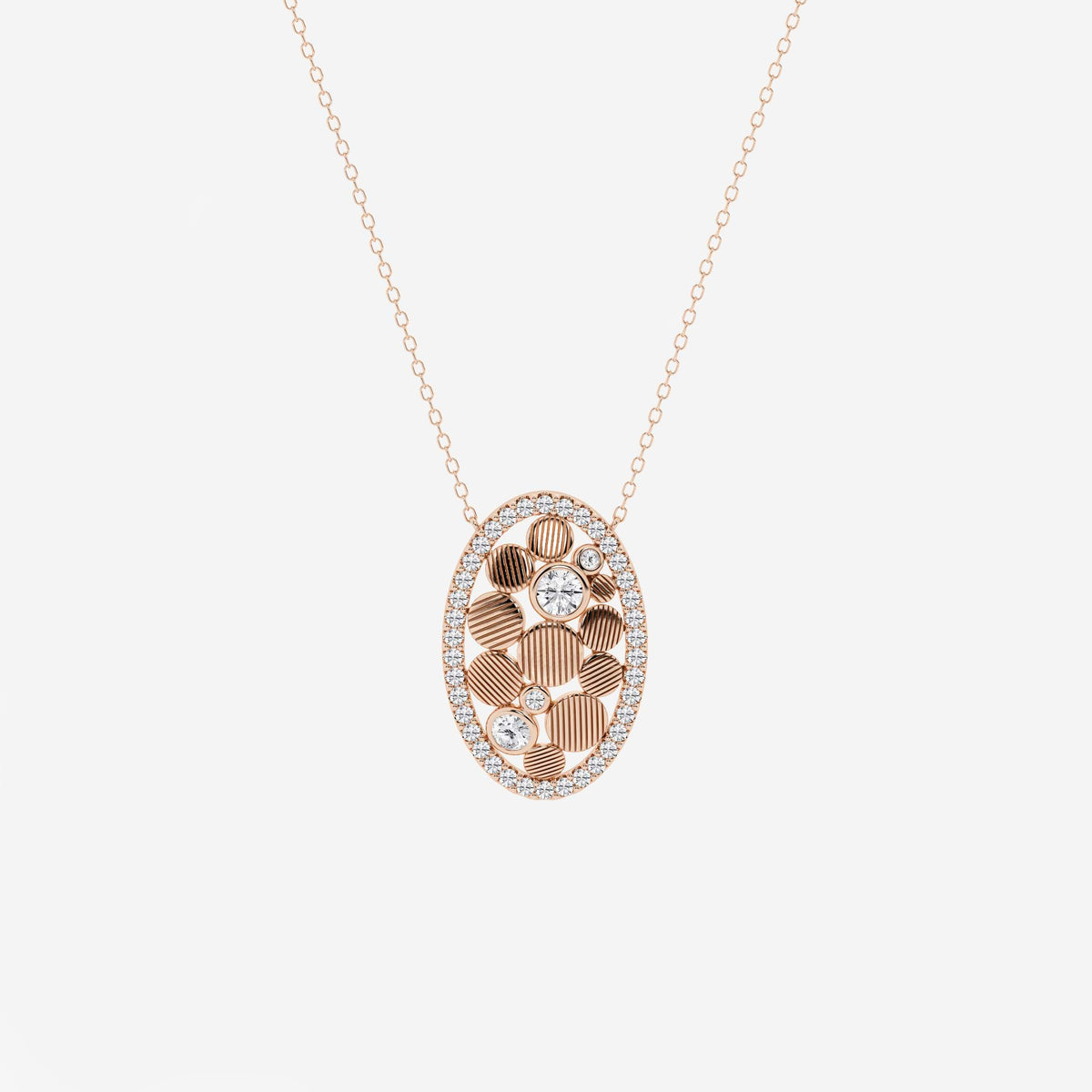 seixos ovais, lapidação redonda — Pendente com diamantes de laboratório | GBP065 | b6279555eae5