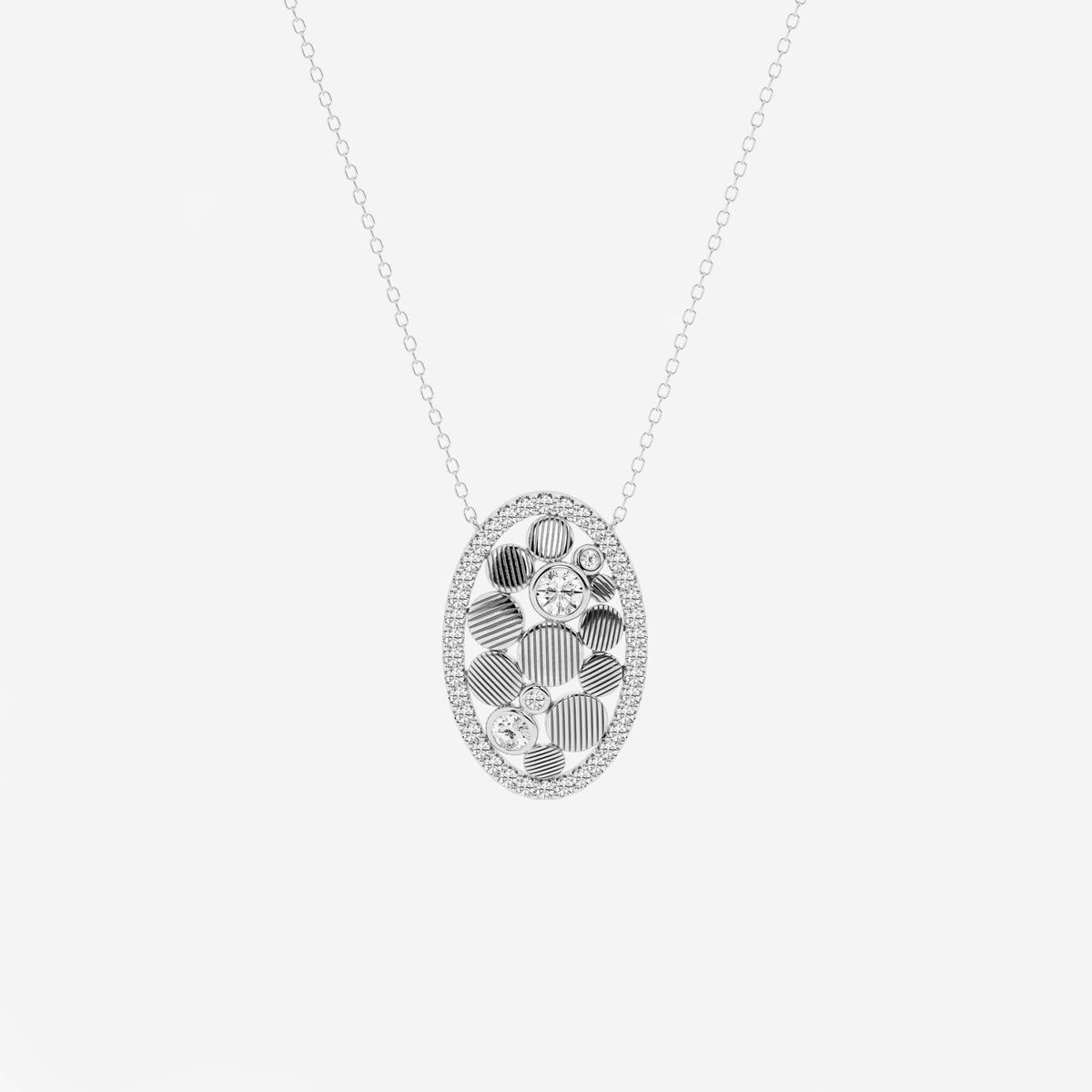 seixos ovais, lapidação redonda — Pendente com diamantes de laboratório | GBP065 | 592ef14fb329