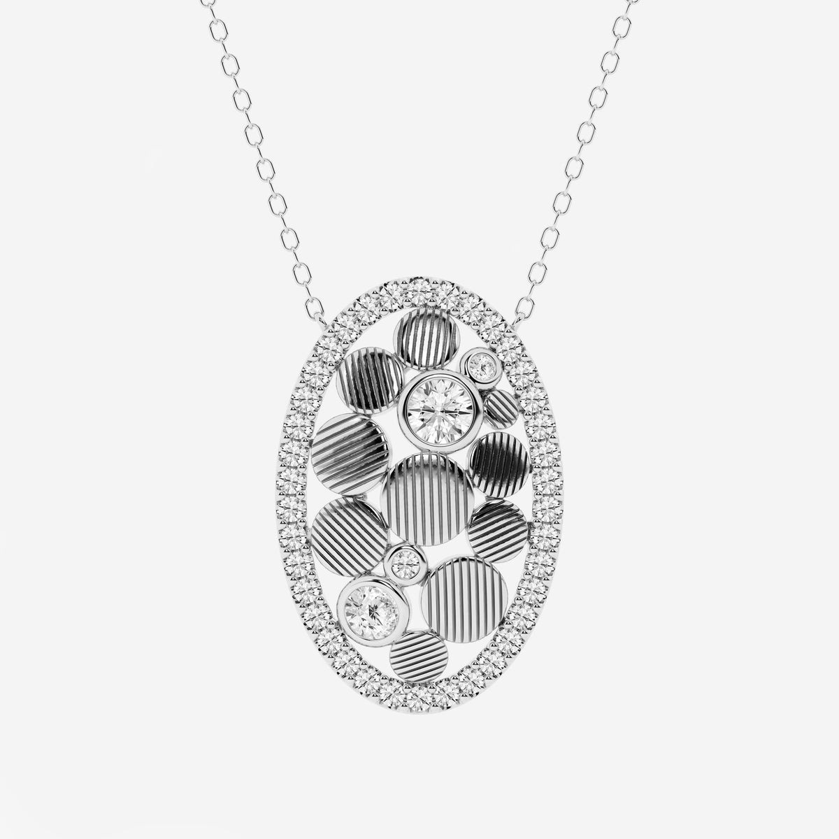 seixos ovais, lapidação redonda — Pendente com diamantes de laboratório | GBP065 | aeb4ceff58bf