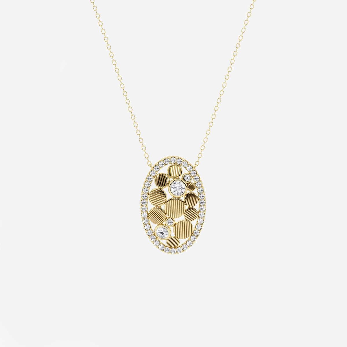 seixos ovais, lapidação redonda — Pendente com diamantes de laboratório | GBP065 | 5898db7b316e