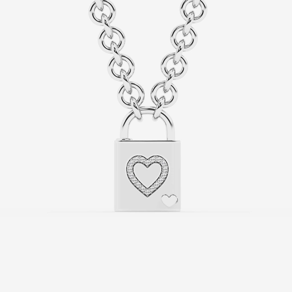 Pont Des Arts Pearl Diamond Heart Lock-hanger | GBS021 | 9971a9ba74e2
