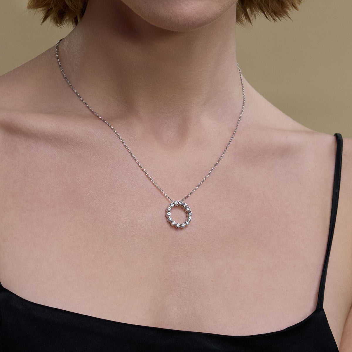 Rundt lab-dyrket diamantsirkelanheng | GBP041 | 330e5647bb76