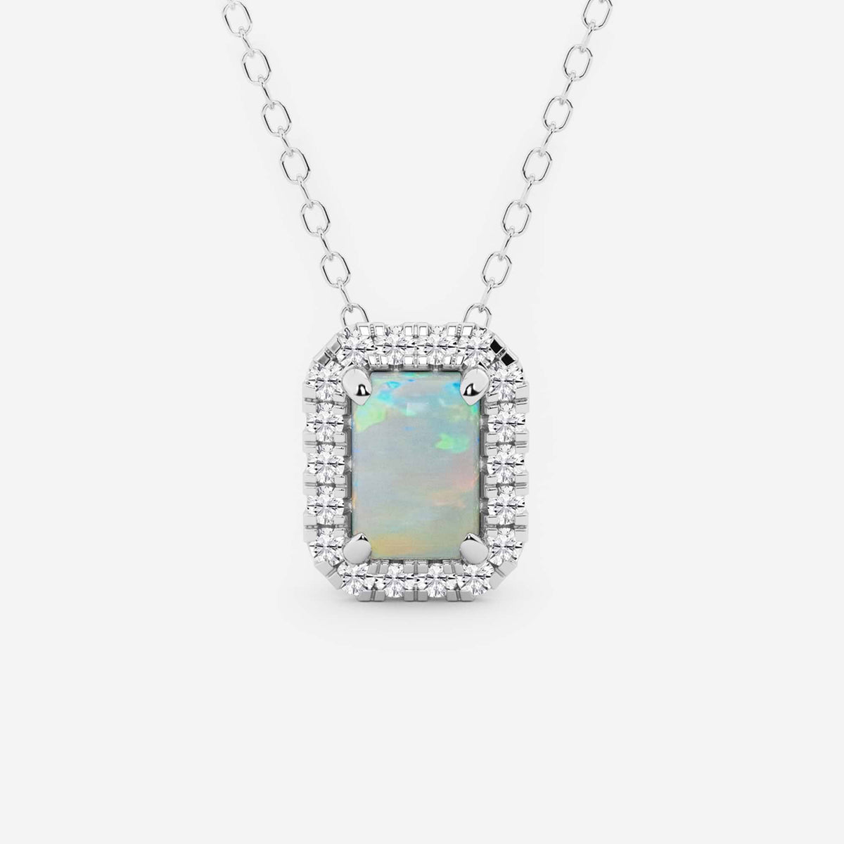 Smaragd ädelsten och labb odlad diamant Halo hänge | GBP008-S04 | 67a4d8e119a6