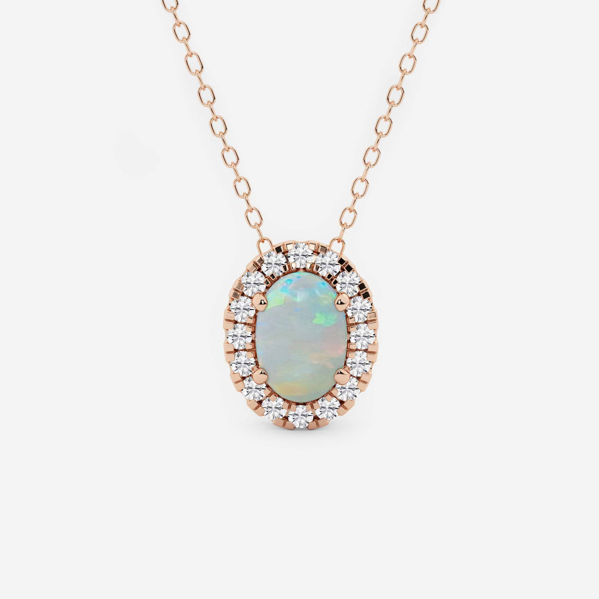 Oval ädelsten och labbodlad diamanthalo-hänge | GBP008-S01 | db0283f2ef19