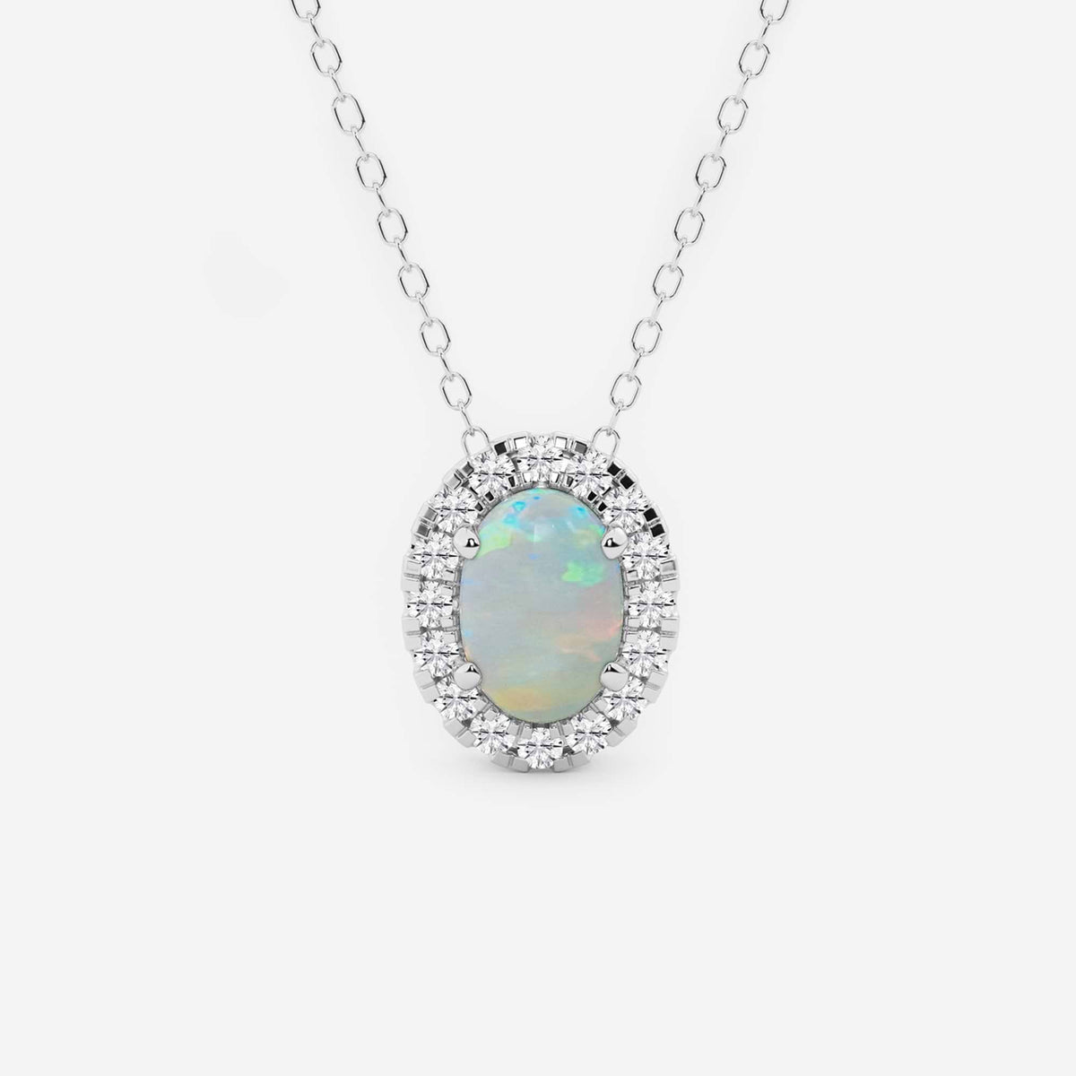 Oval ädelsten och labbodlad diamanthalo-hänge | GBP008-S01 | 52aaa4458314