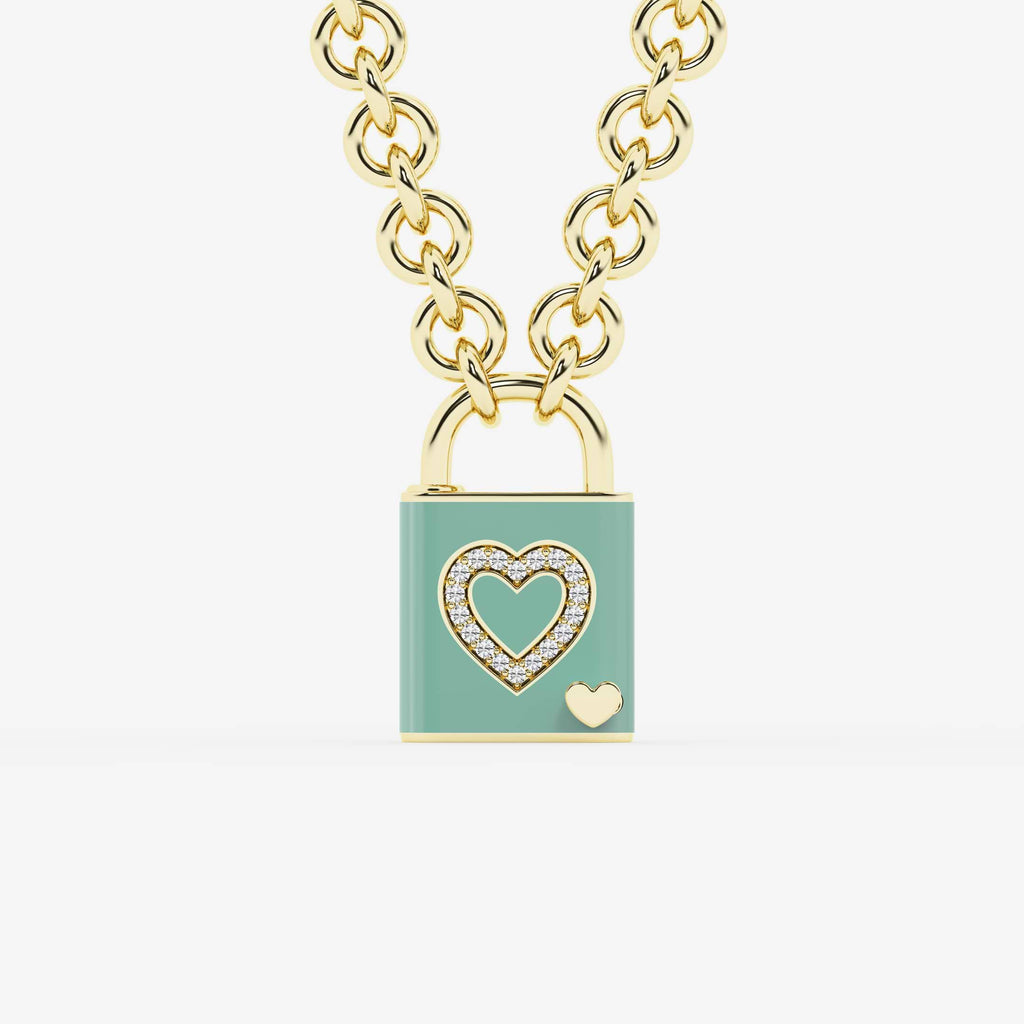 Ciondolo con lucchetto a cuore e diamante della foresta di Pont Des Arts | GBS044 | e8027d21cb94