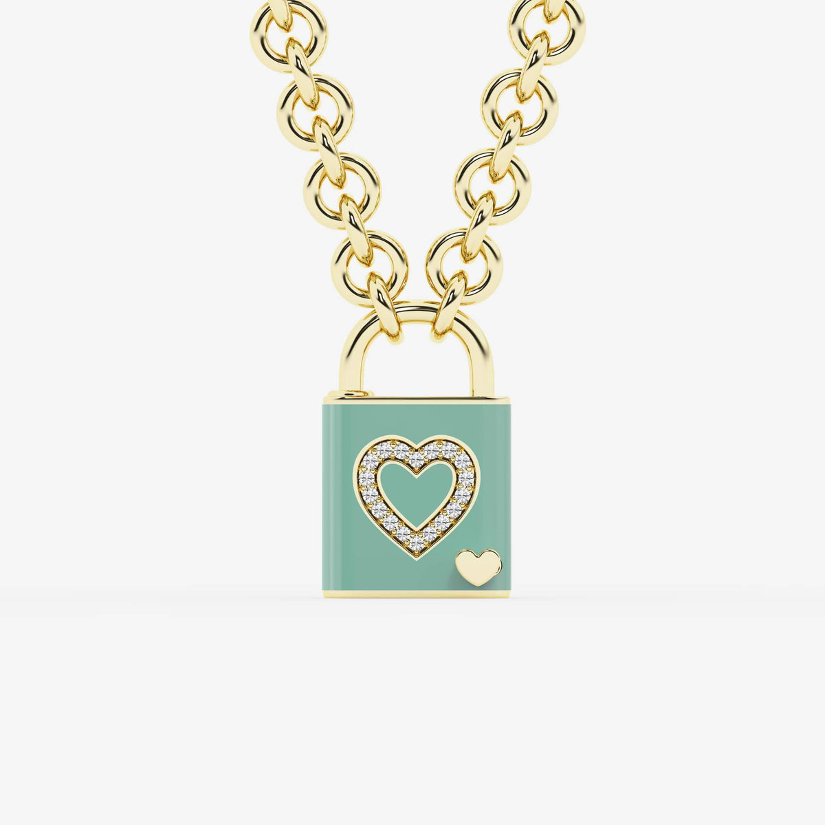 Ciondolo con lucchetto a cuore e diamante della foresta di Pont Des Arts | GBS044 | e8027d21cb94