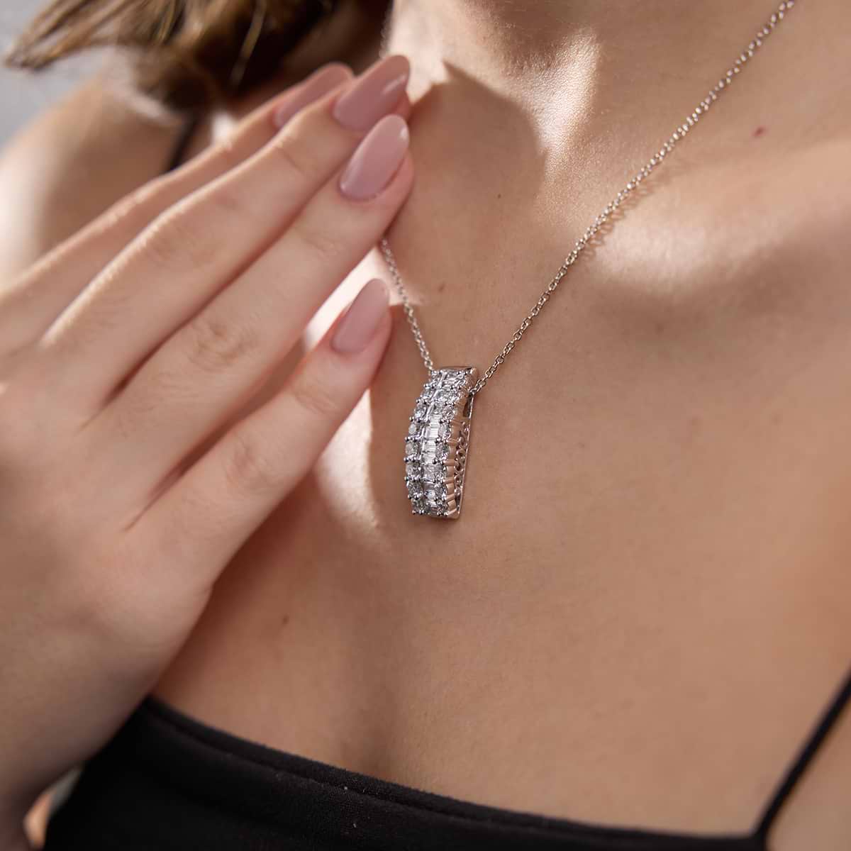 lapidação baguete e redonda — Pendente com diamantes de laboratório | GBP075 | 4866e8712c09