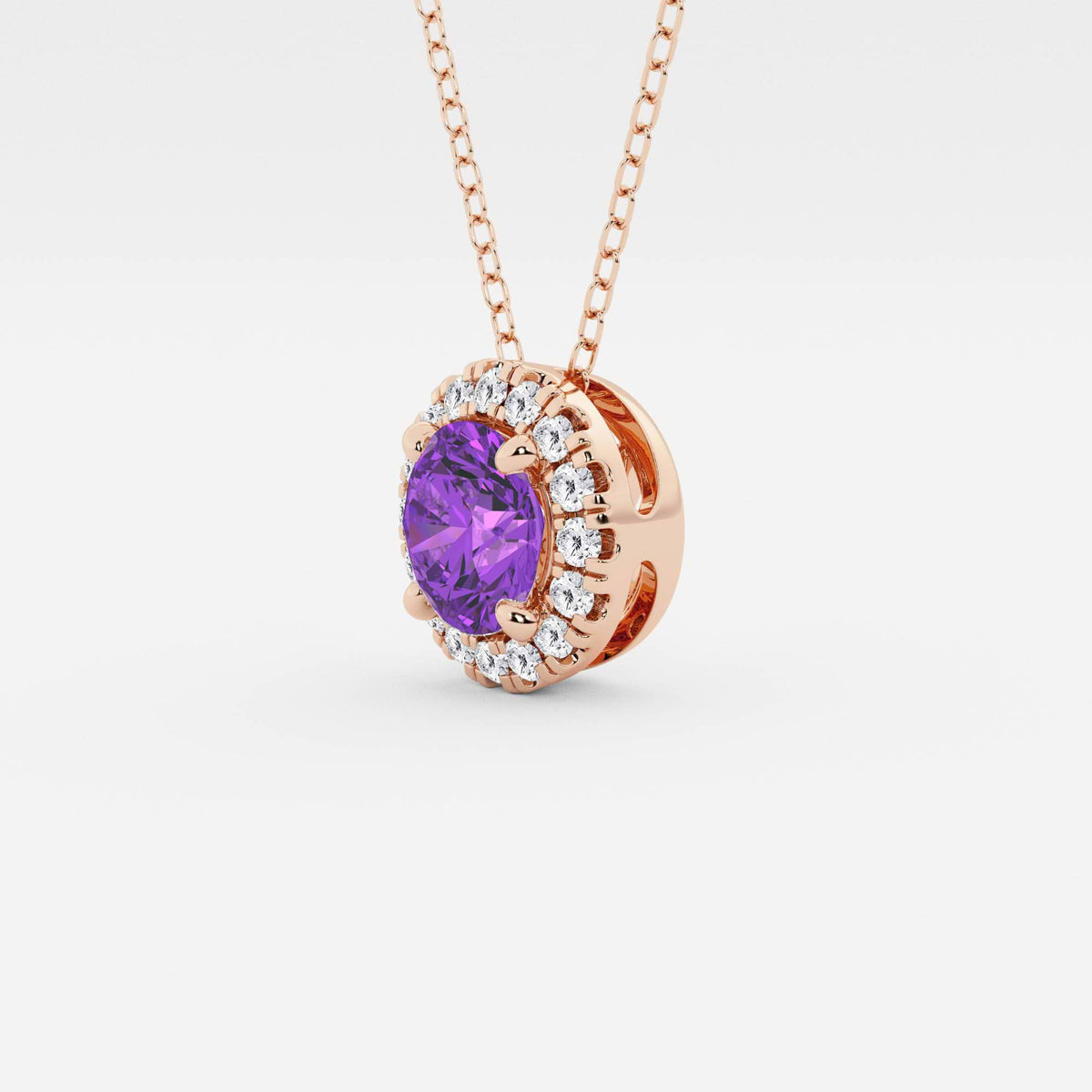 Rund ädelsten och labbodlad diamanthalo-hänge | GBP008-S02 | b3a9a456ca7b