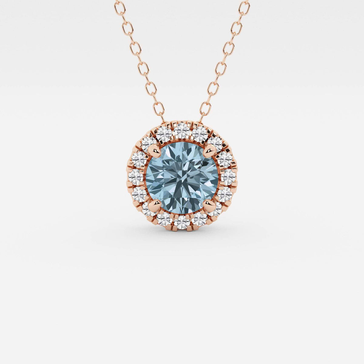 Rund ädelsten och labbodlad diamanthalo-hänge | GBP008-S02 | 41c50373cc61