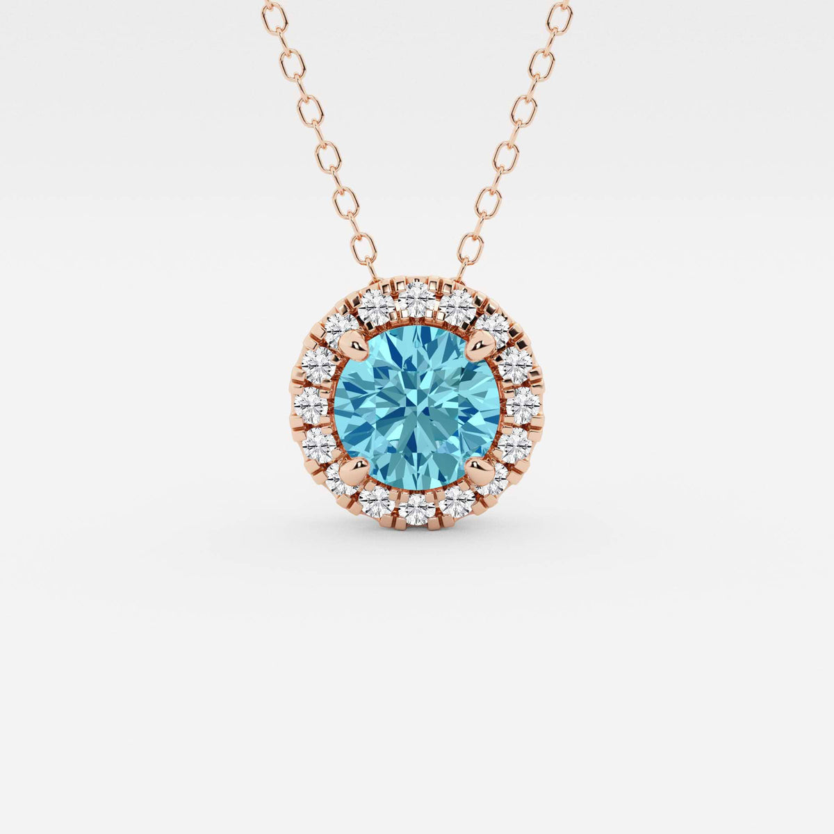 Rund ädelsten och labbodlad diamanthalo-hänge | GBP008-S02 | fc0872e82653