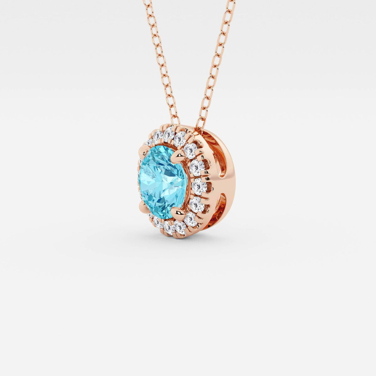 Rund ädelsten och labbodlad diamanthalo-hänge | GBP008-S02 | 88a5215a5e20