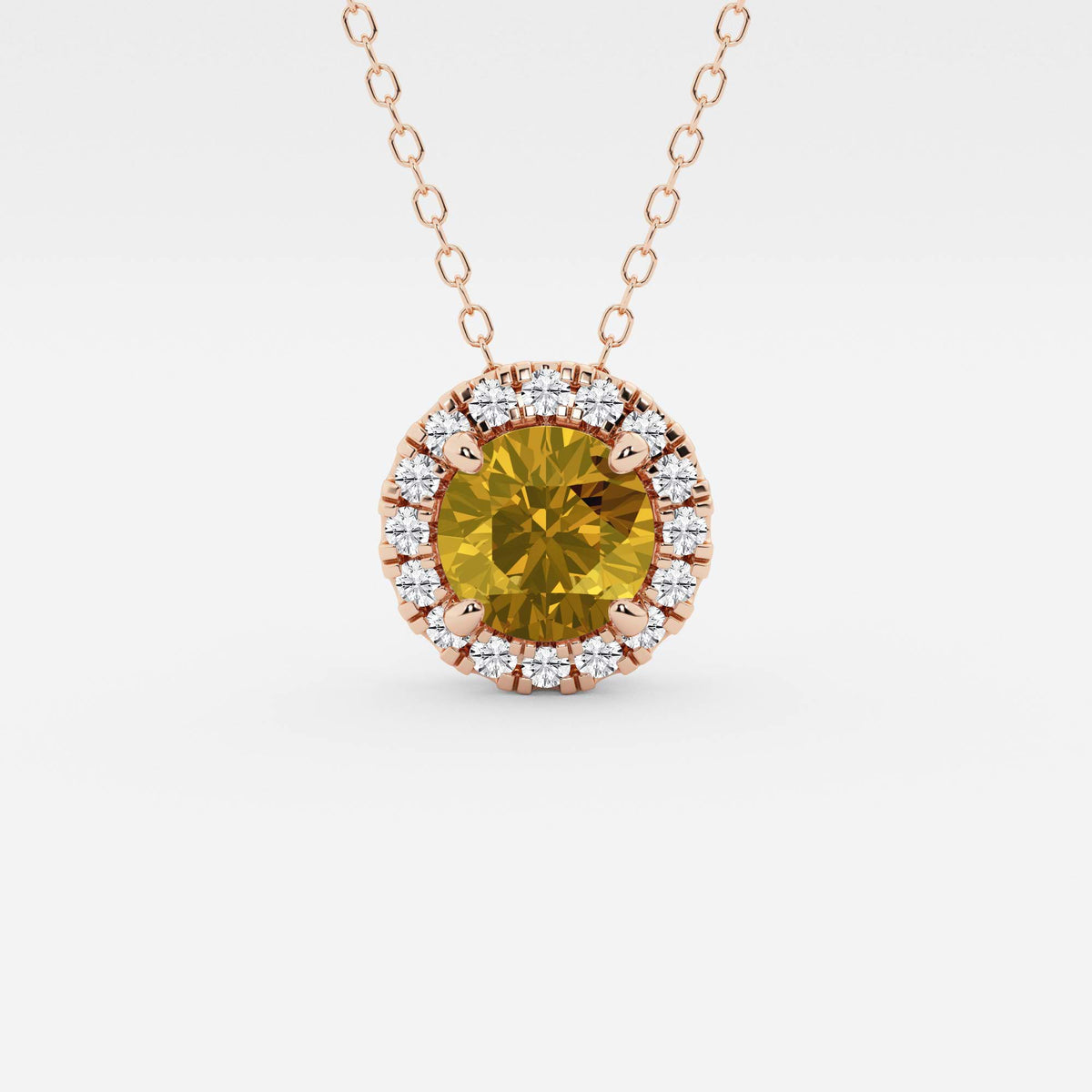 Rund ädelsten och labbodlad diamanthalo-hänge | GBP008-S02 | 7165edc63f1a