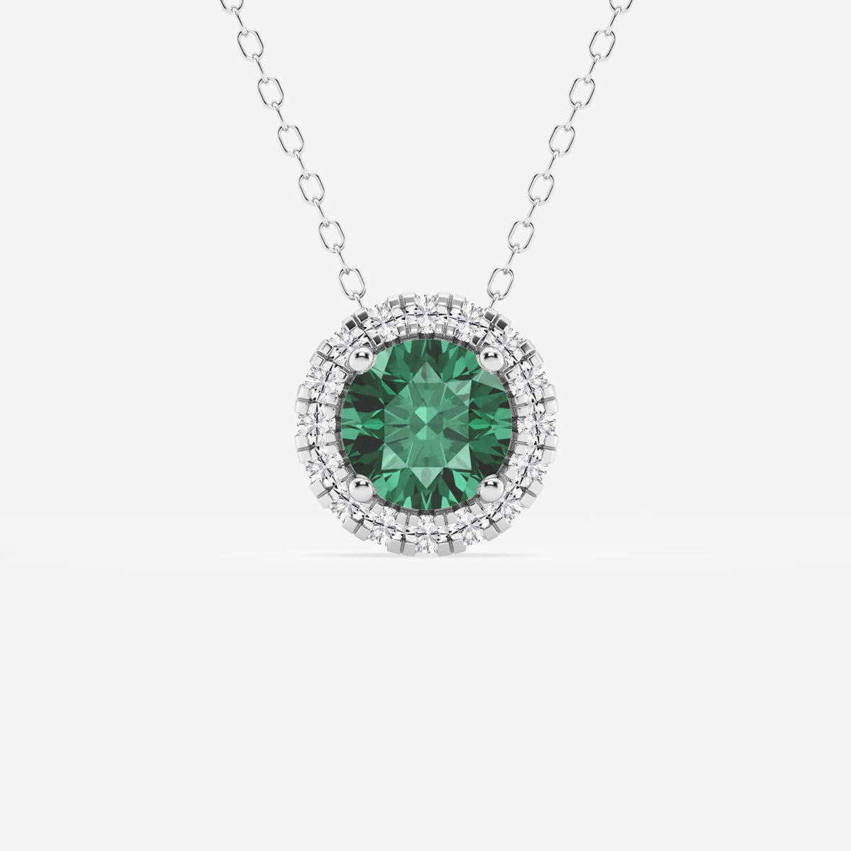 Rund ädelsten och labbodlad diamanthalo-hänge | GBP008-S02 | b013bb4edcc1