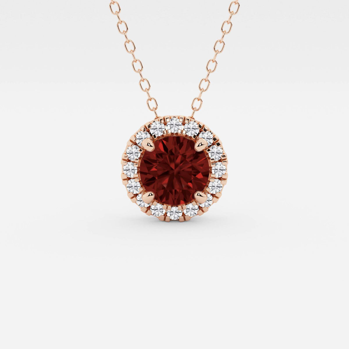 Rund ädelsten och labbodlad diamanthalo-hänge | GBP008-S02 | b0f32cba7624
