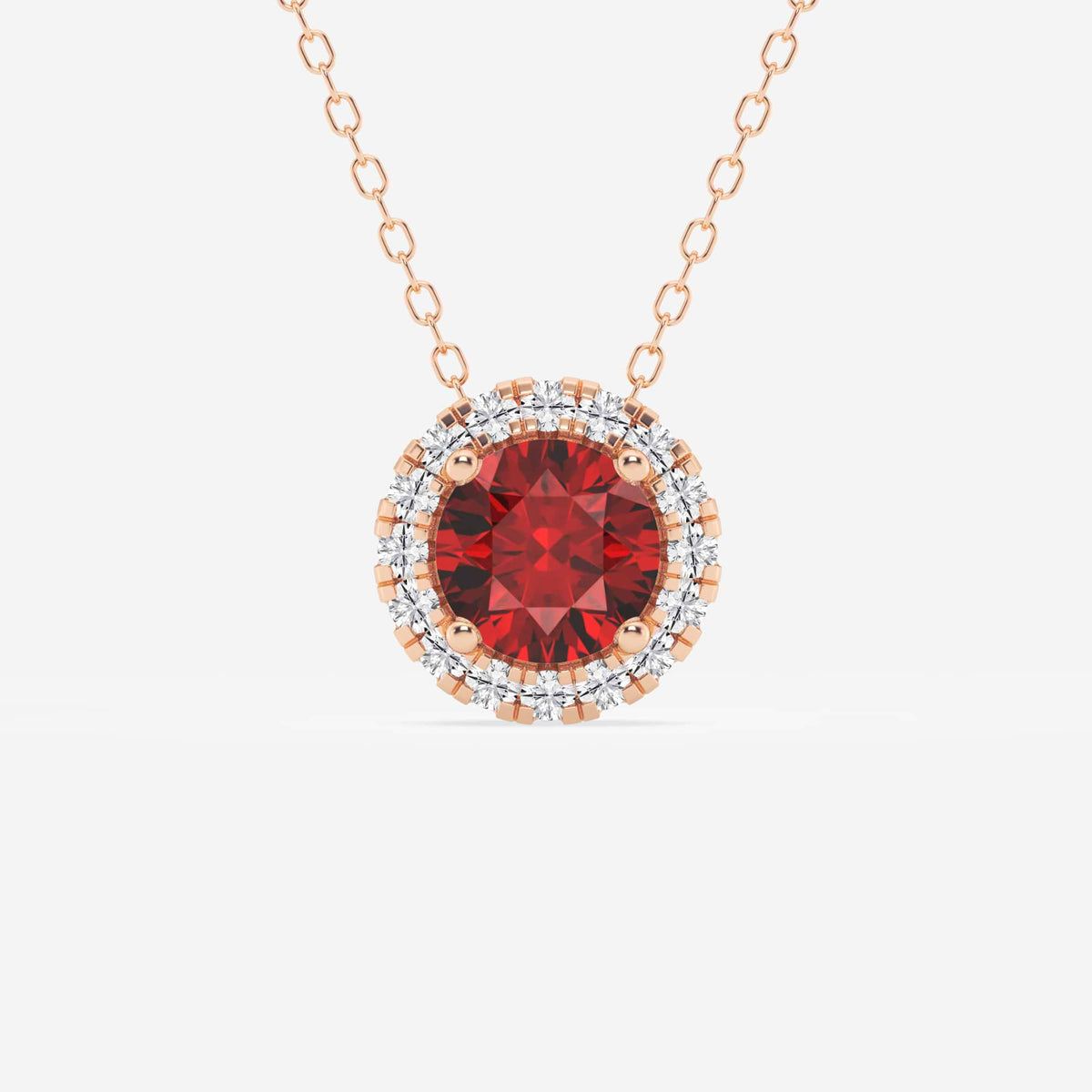 Rund ädelsten och labbodlad diamanthalo-hänge | GBP008-S02 | d7b12cb6c7cd