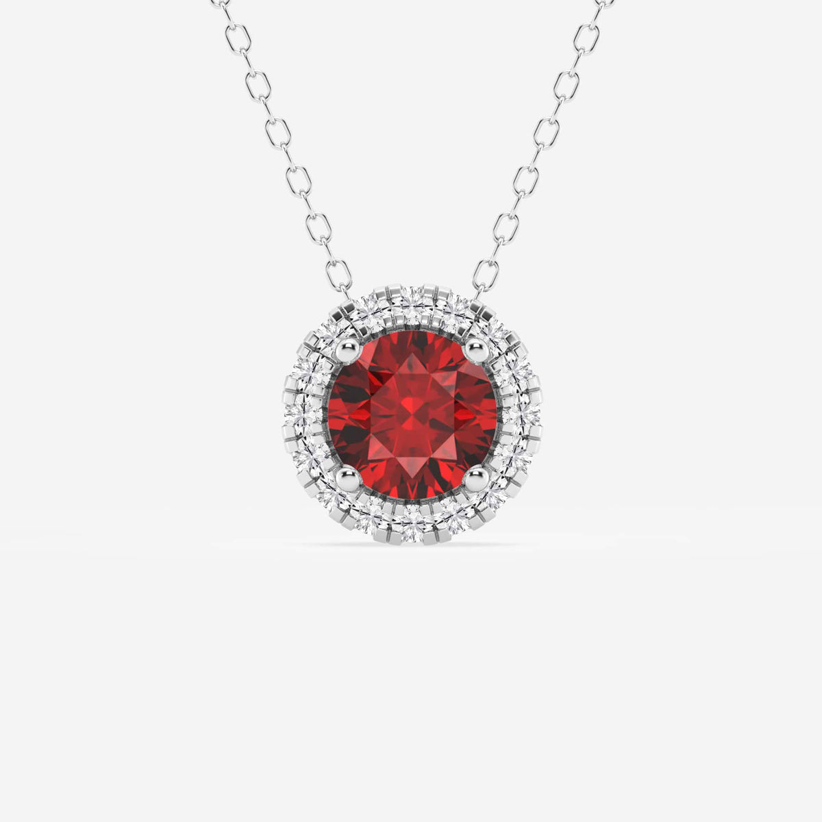 Rund ädelsten och labbodlad diamanthalo-hänge | GBP008-S02 | fbfb89d2a516