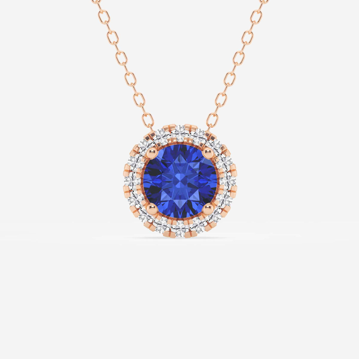 Rund ädelsten och labbodlad diamanthalo-hänge | GBP008-S02 | 87c44dd62be0