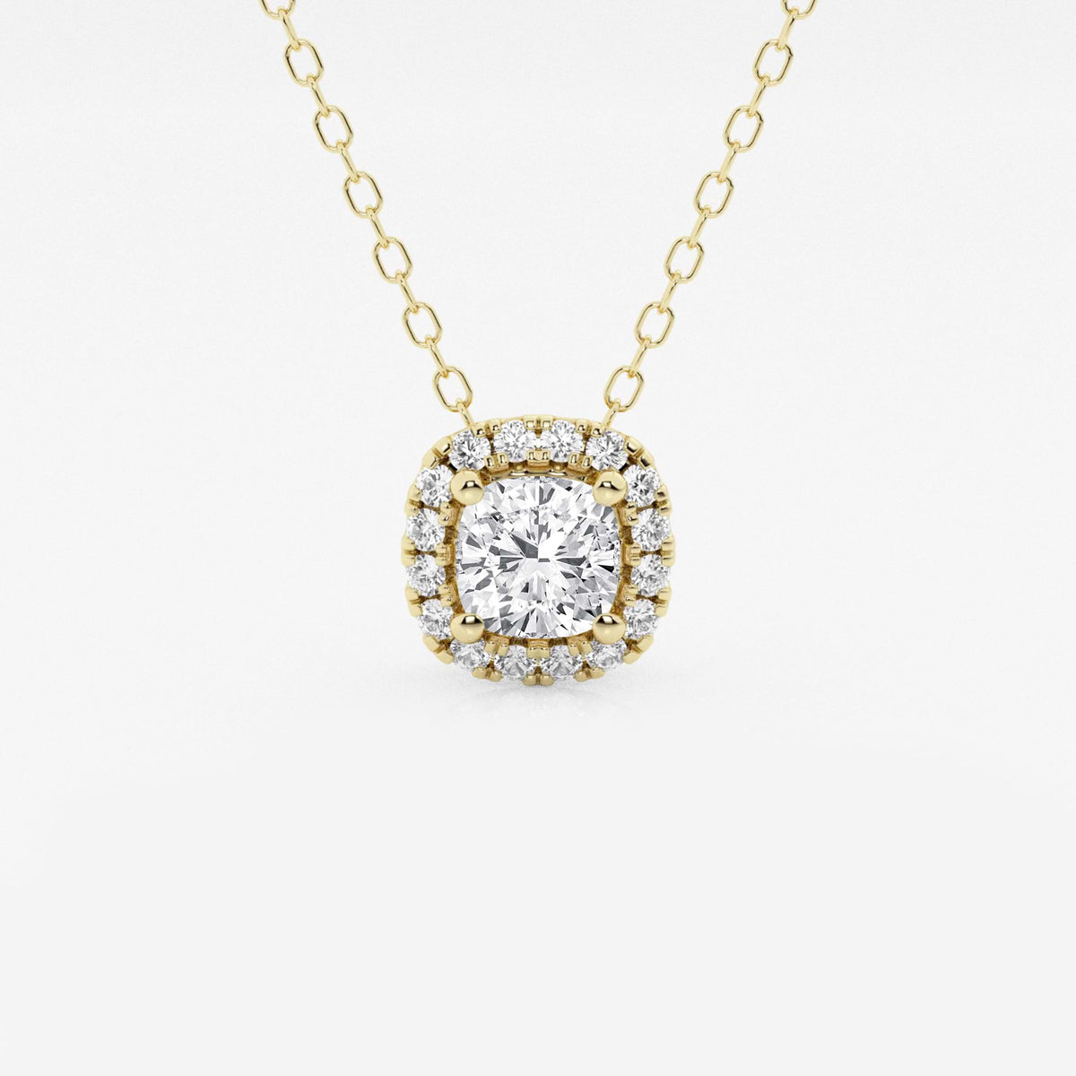 Poduszkowy wisiorek z diamentem Halo, hodowany w laboratorium | GBP009-S03 | 643b032f5aed