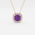Pendentif halo de pierres précieuses coussinées et de diamants cultivés en laboratoire | GBP008-S03 | 89042ef03eda