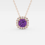 Pendentif halo de pierres précieuses coussinées et de diamants cultivés en laboratoire | GBP008-S03 | 89042ef03eda