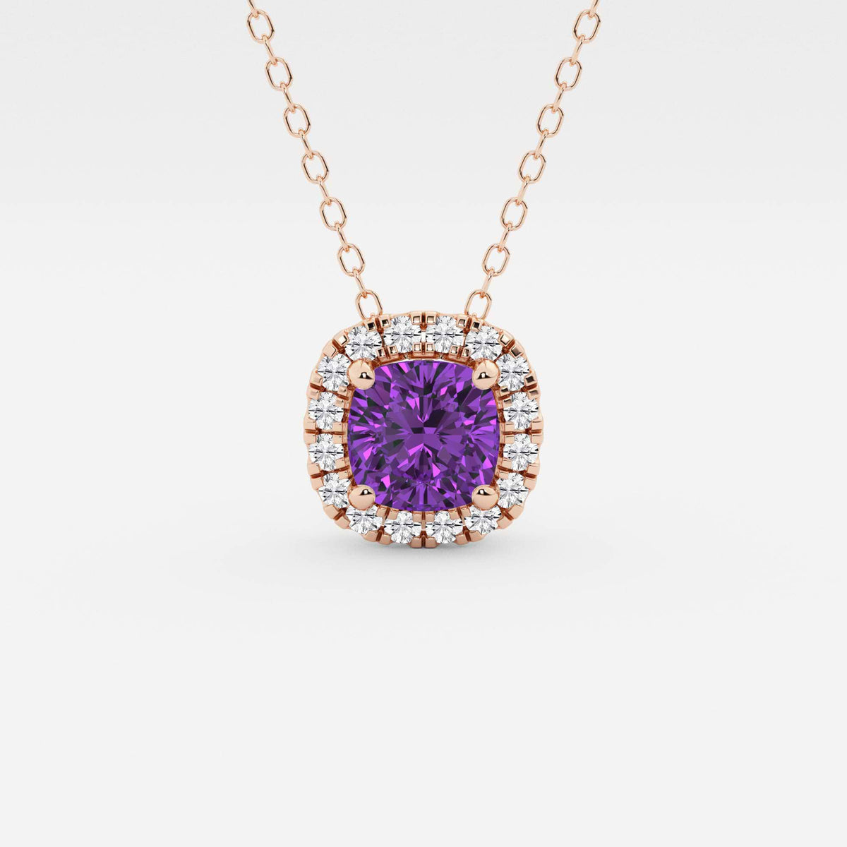 Kudde ädelsten och labbodlad diamant Halo hängsmycke | GBP008-S03 | 89042ef03eda