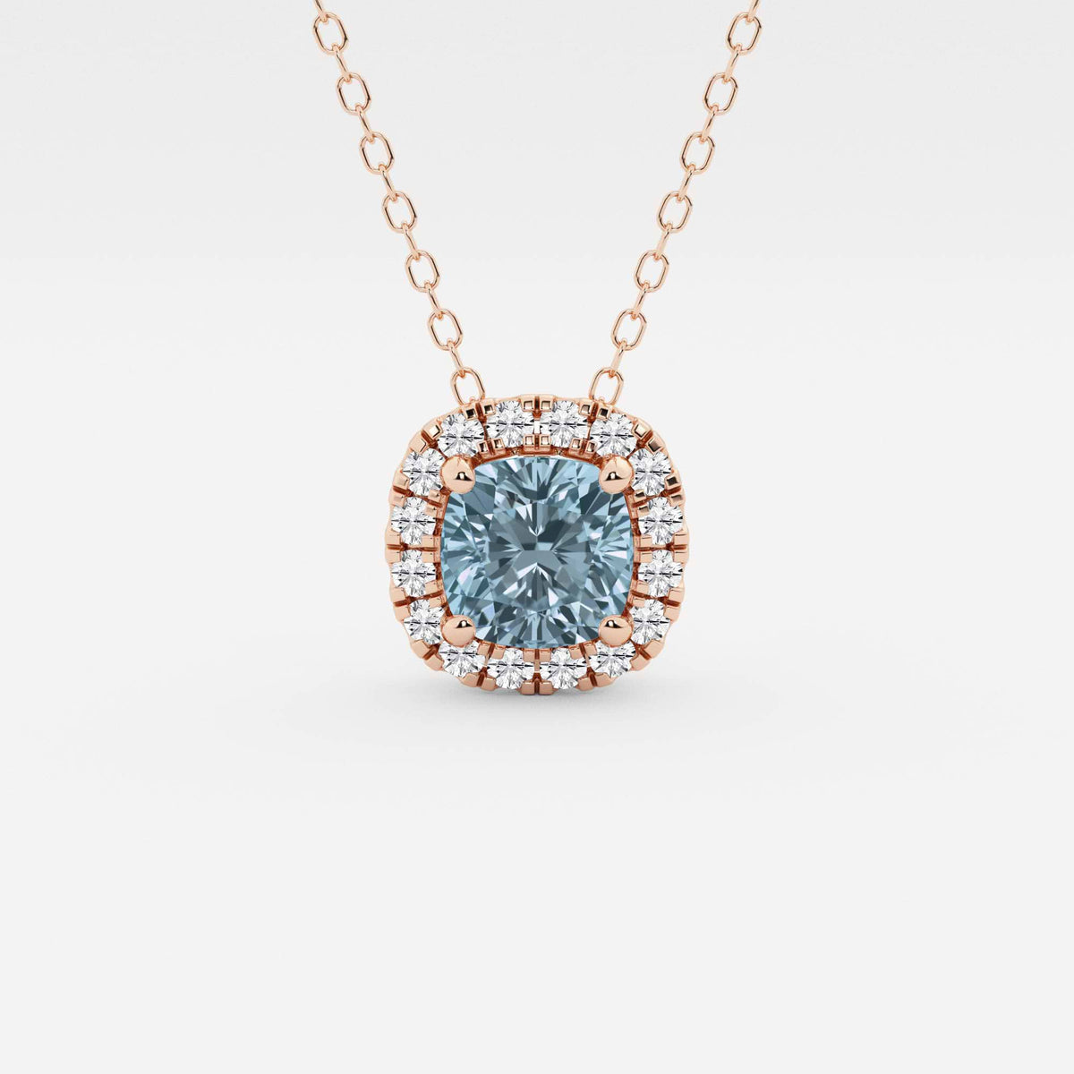 Kudde ädelsten och labbodlad diamant Halo hängsmycke | GBP008-S03 | 925a9f6776b5