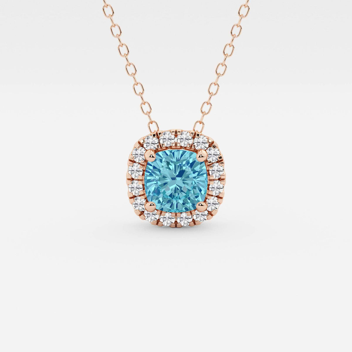 Kudde ädelsten och labbodlad diamant Halo hängsmycke | GBP008-S03 | 22774661e743