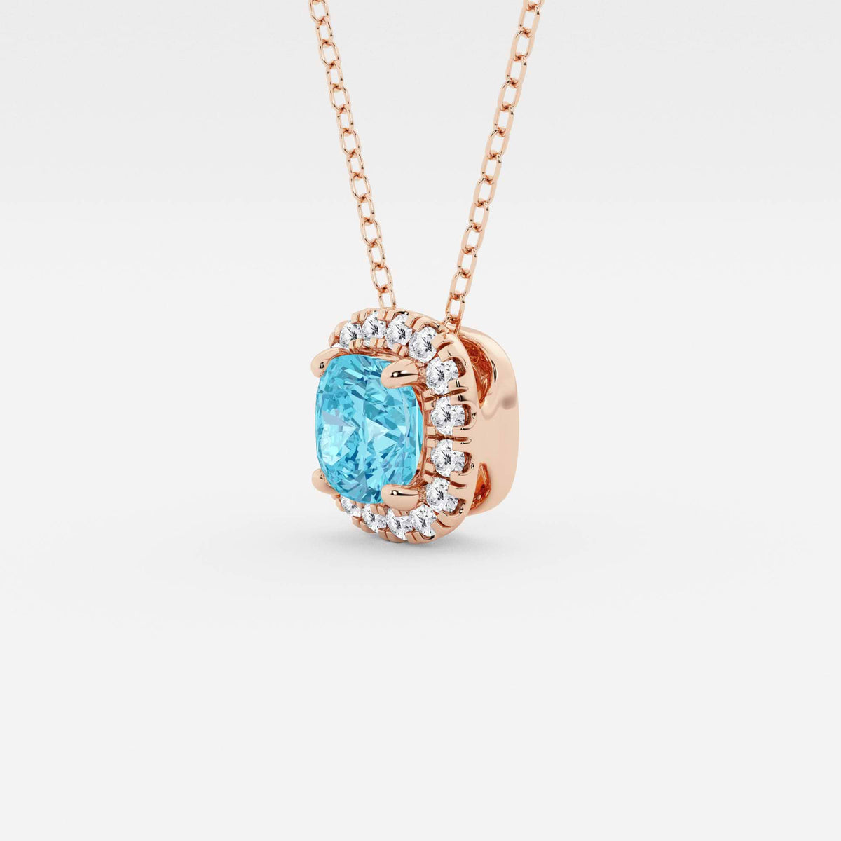Kudde ädelsten och labbodlad diamant Halo hängsmycke | GBP008-S03 | f0faffe5ce95