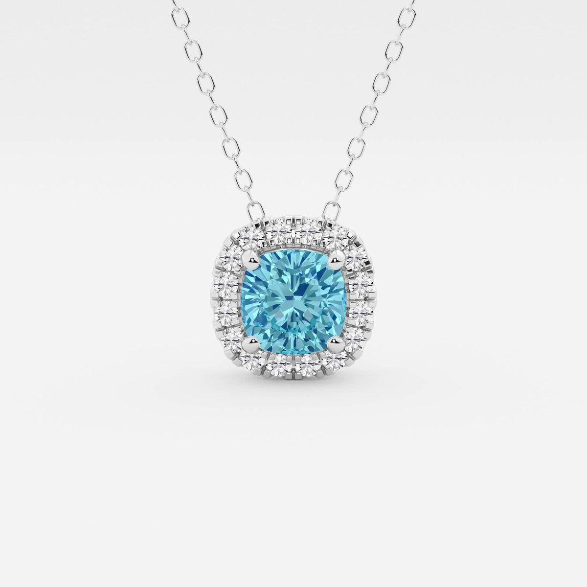 Kudde ädelsten och labbodlad diamant Halo hängsmycke | GBP008-S03 | 504db3dcea26