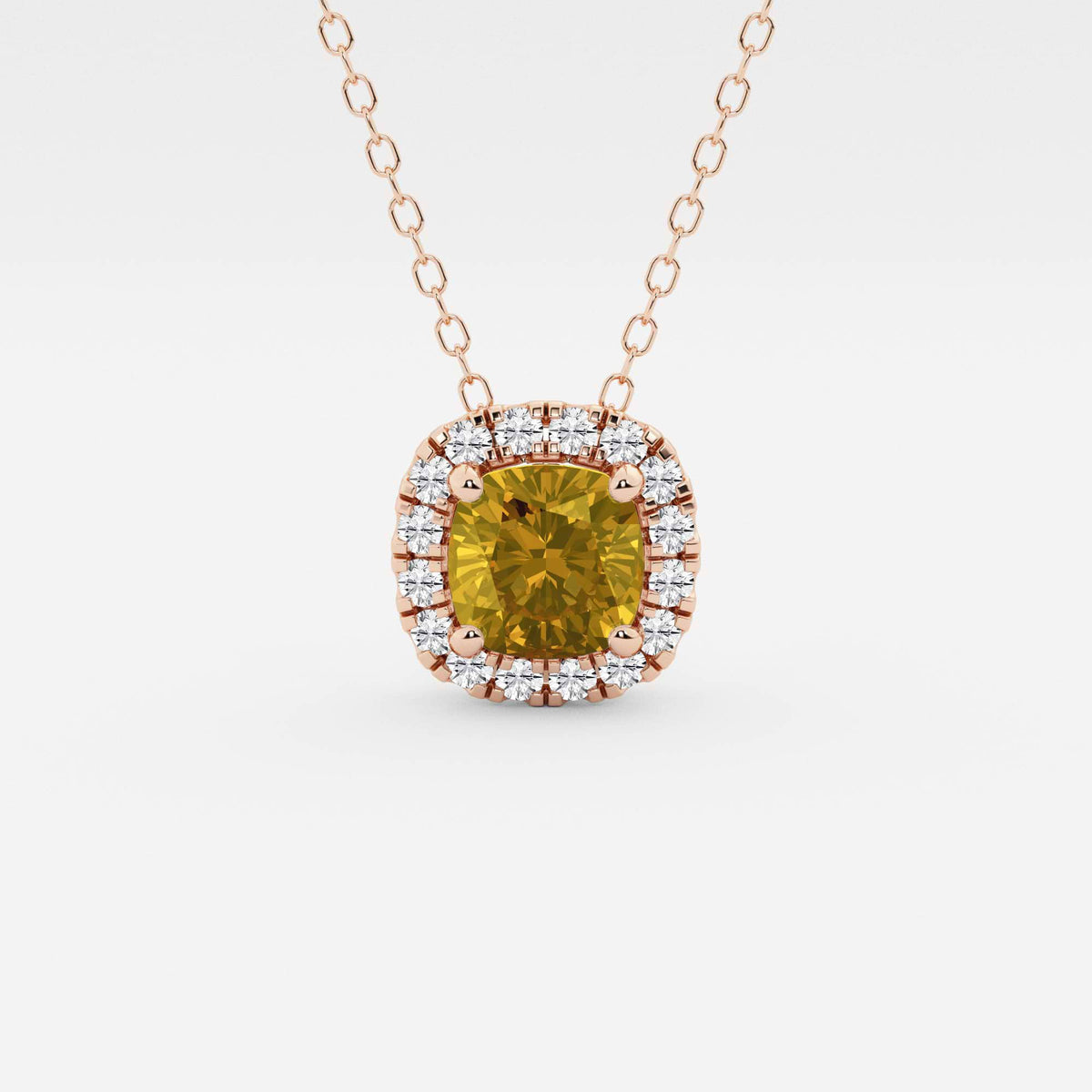 Kudde ädelsten och labbodlad diamant Halo hängsmycke | GBP008-S03 | 778bb8d14f5b