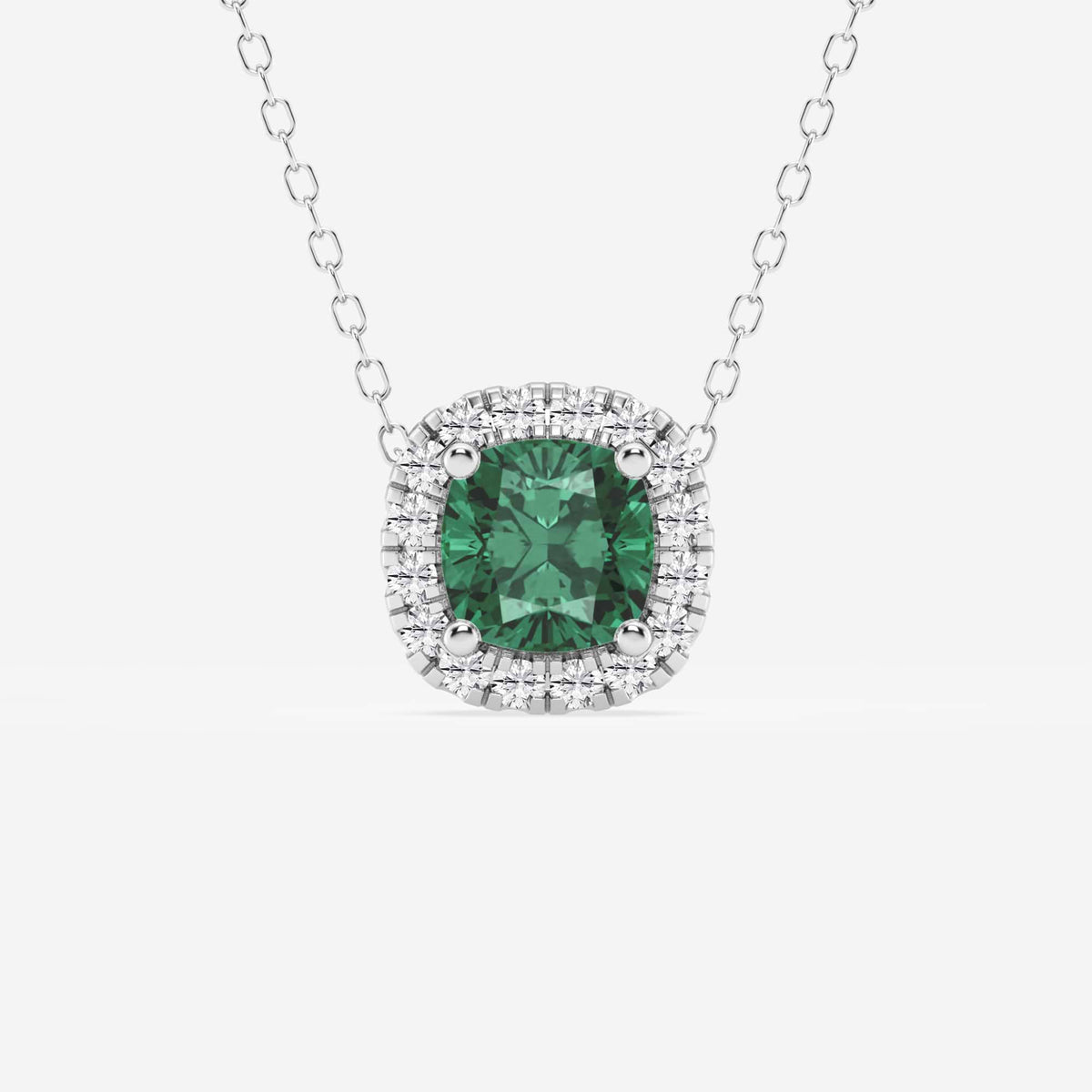 Kudde ädelsten och labbodlad diamant Halo hängsmycke | GBP008-S03 | 4b849170f37d